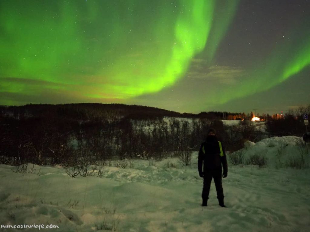 Aurora boreal en los alrededores de Tromso